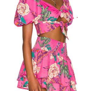 XS Agua Bendita x REVOLVE Bailee Top in Pink Floral  Out of Stock Worn Once!